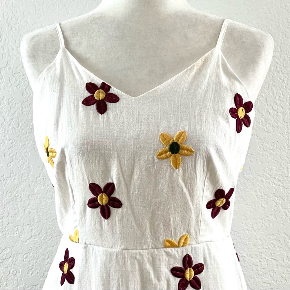 Shein Slit Hem Floral Embroidery Cami Dress Size L